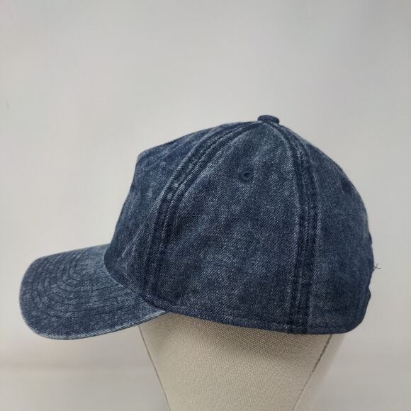 No Boundaries Snapback Hat Blue One Size Adjustable Vented Holes Denim Blank - Picture 3 of 8